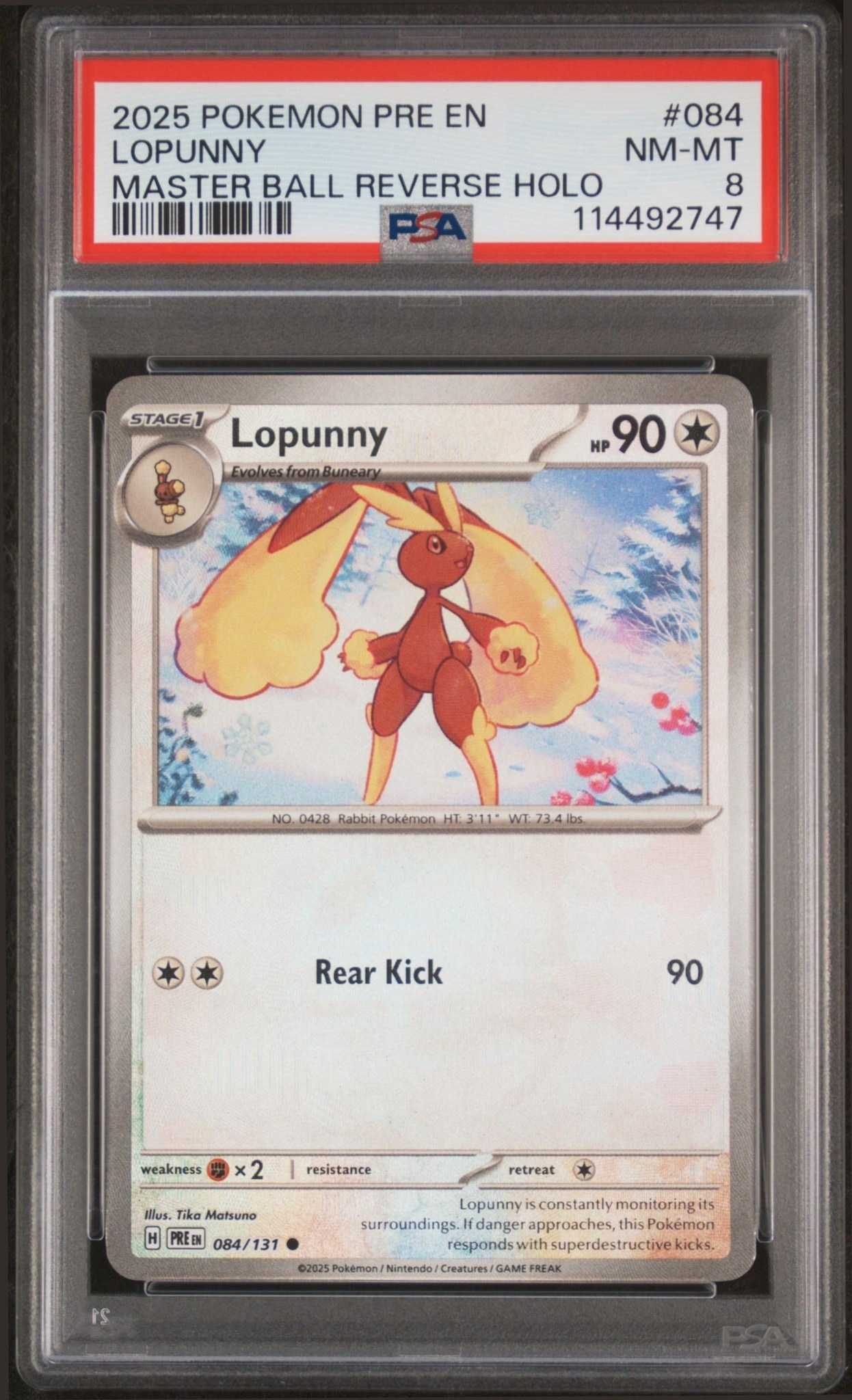 2025 Pokémon Prismatic Evolutions Lopunny #084/131 trading card
