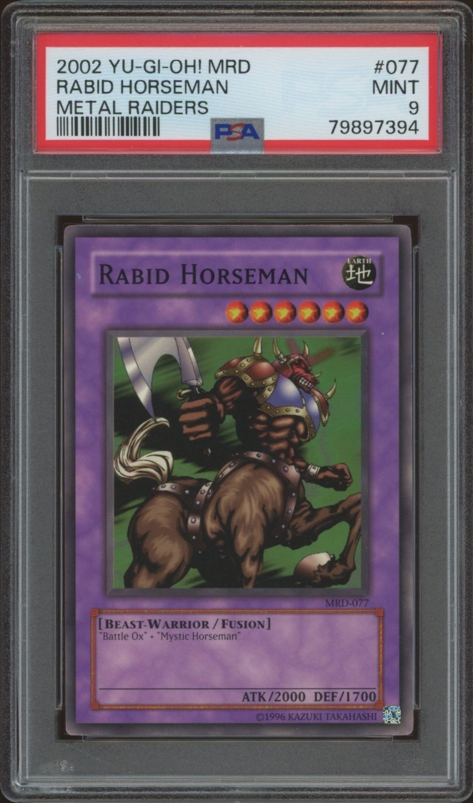 2002 Yu-Gi-Oh Metal Raiders Rabid Horseman #MRD-077 trading card