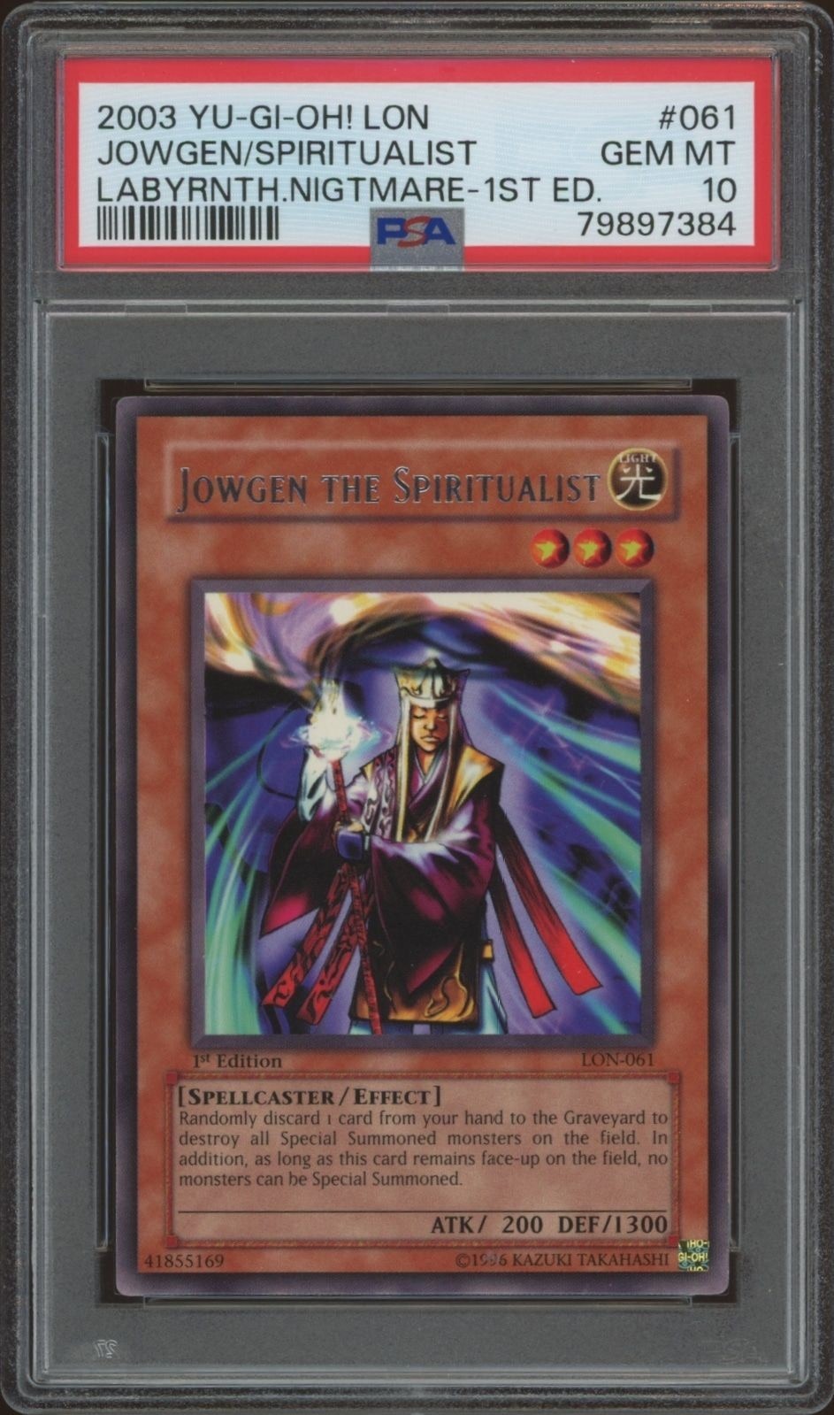 2003 Yu-Gi-Oh Labyrinth of Nightmare Jowgen the Spiritualist #LON-061 trading card