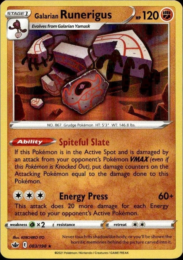 2021 Pokémon Chilling Reign Galarian Runerigus #083/198 trading card