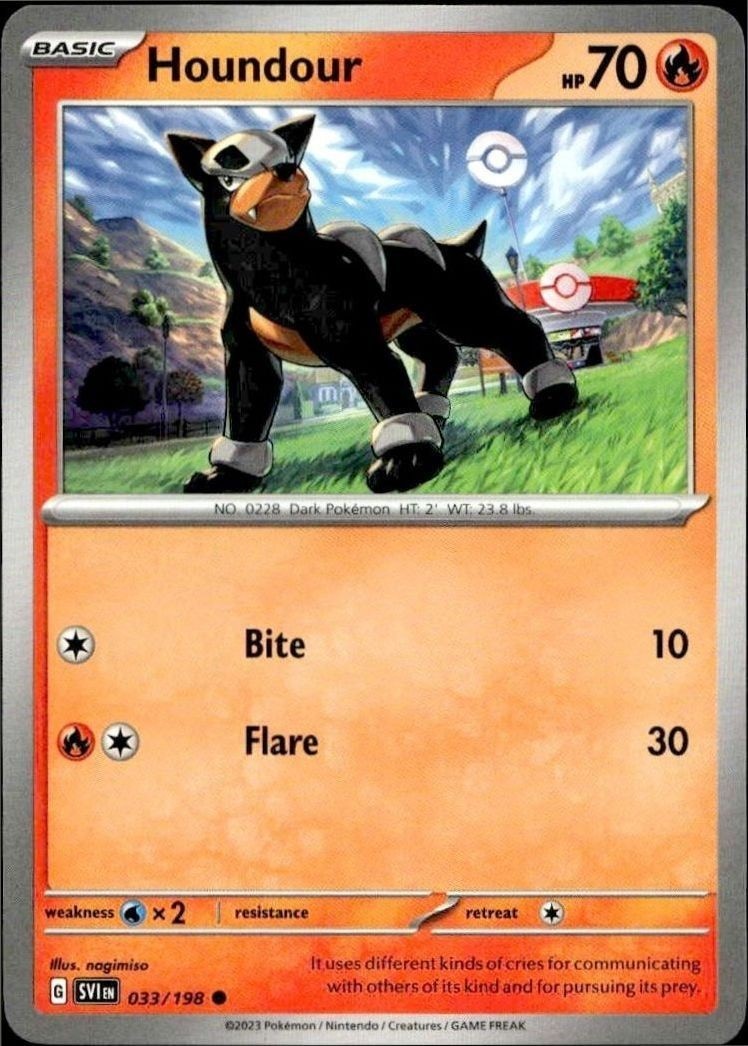 2023 Pokémon Scarlet & Violet Houndour #033/198 trading card
