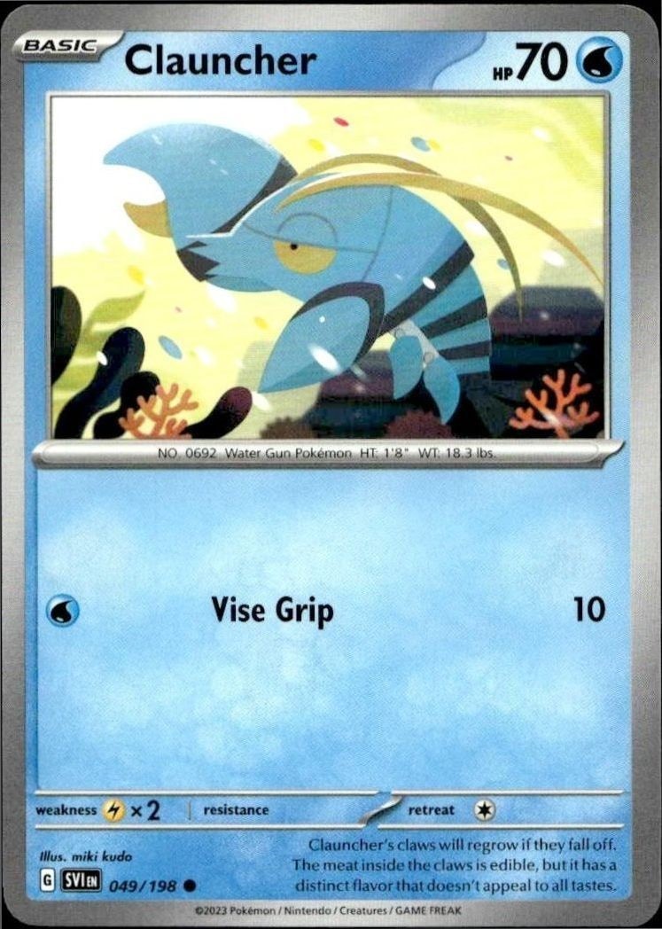 2023 Pokémon Scarlet & Violet Clauncher #049/198 trading card