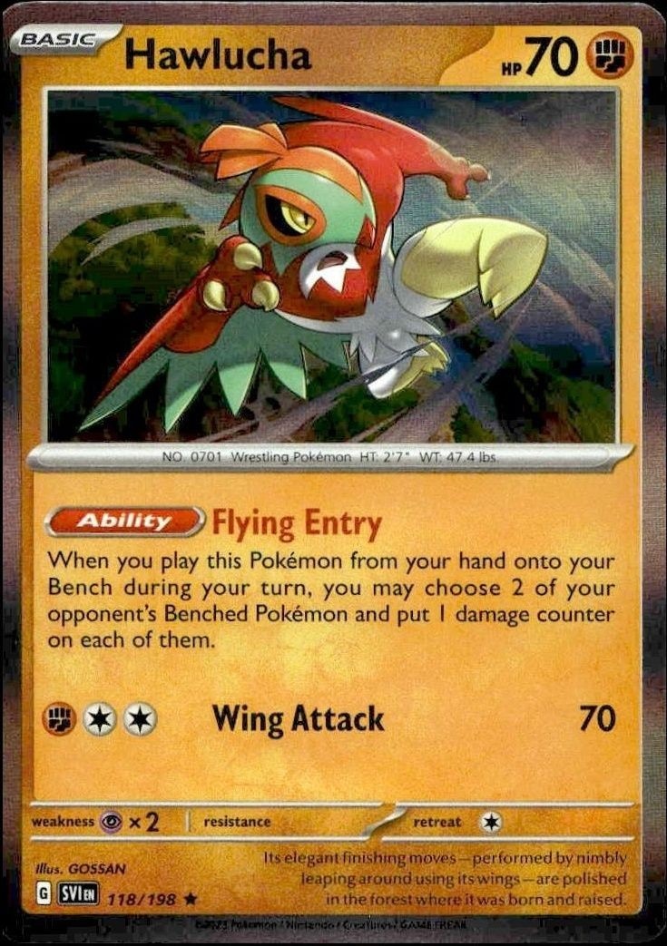 2023 Pokémon Scarlet & Violet Hawlucha #118/198 trading card
