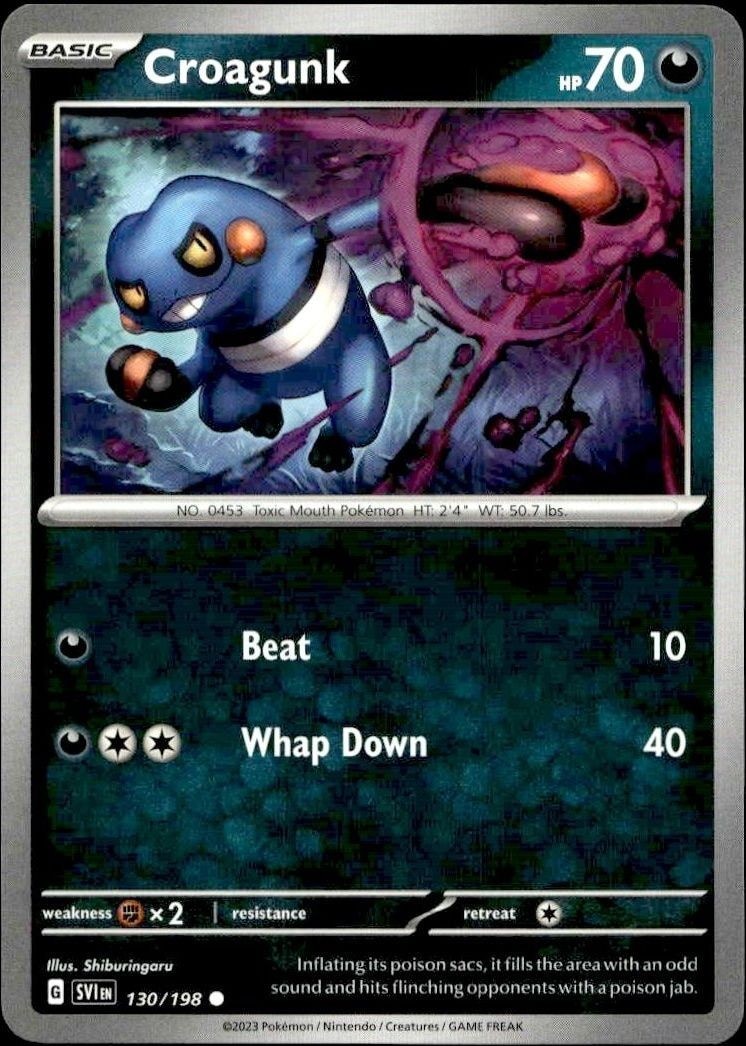 2023 Pokémon Scarlet & Violet Croagunk #130/198 trading card