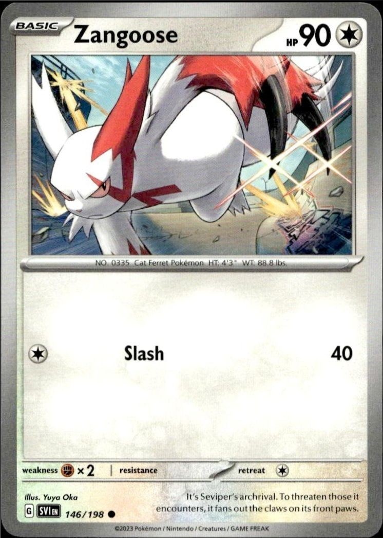 2023 Pokémon Scarlet & Violet Zangoose #146/198 trading card