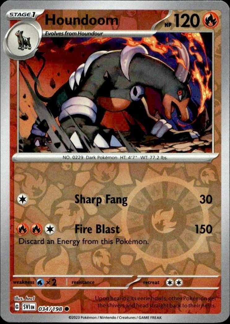 2023 Pokémon Scarlet & Violet Houndoom #034/198 trading card
