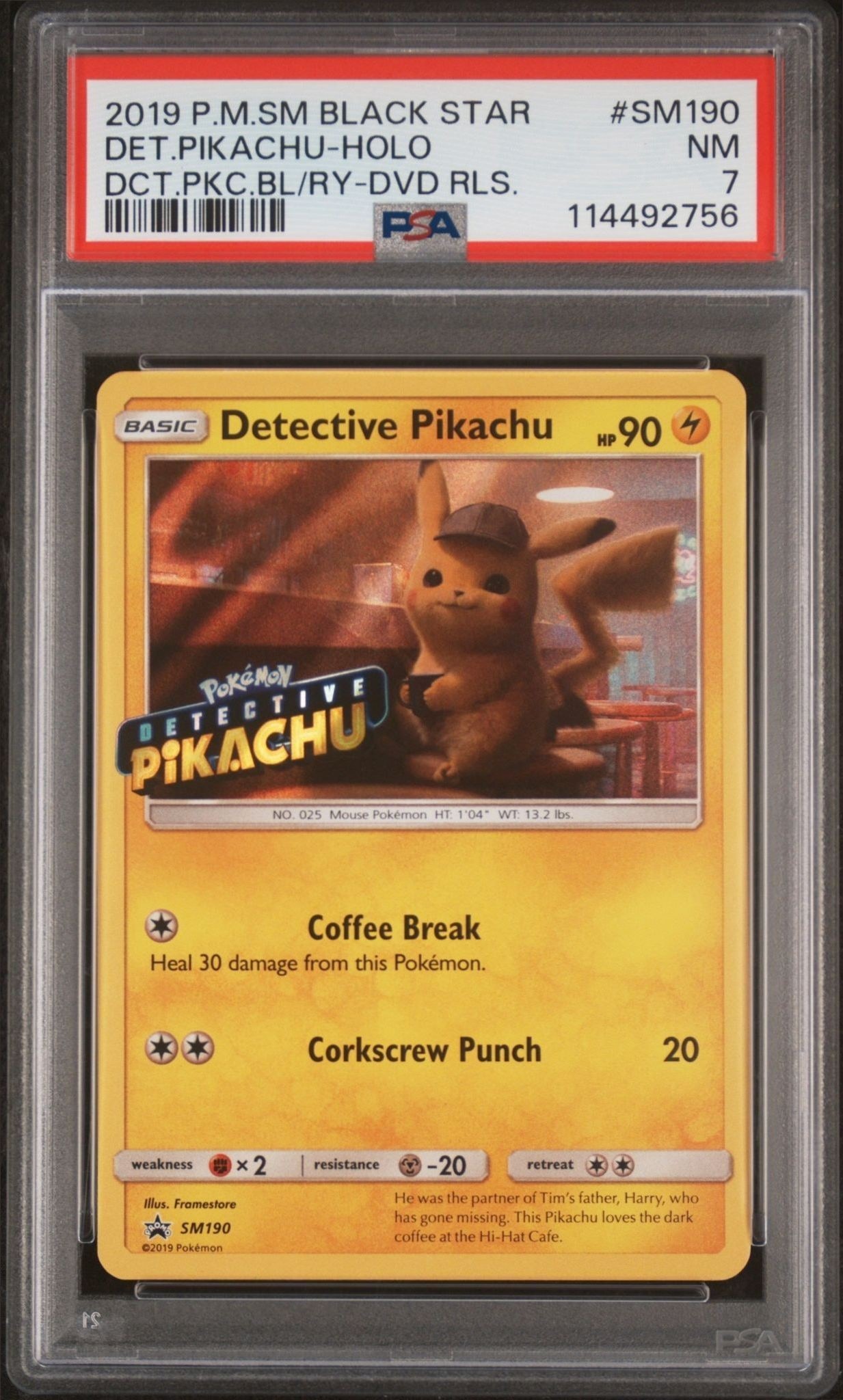 2017 Pokémon SM Black Star Promos Detective Pikachu #SM190 trading card