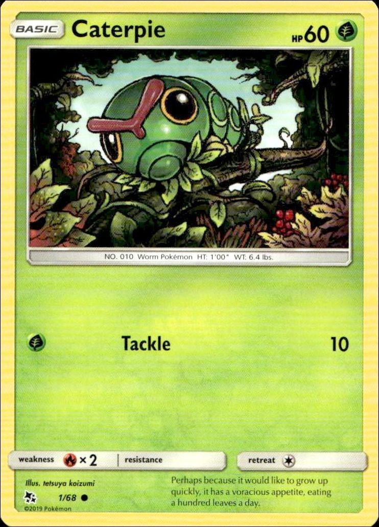 2019 Pokémon Hidden Fates Caterpie #1 trading card