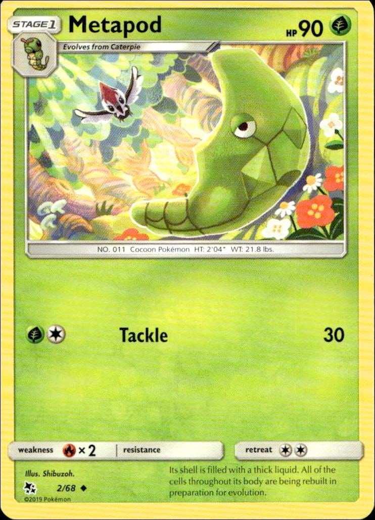 2019 Pokémon Hidden Fates Metapod #2 Pokémon card front