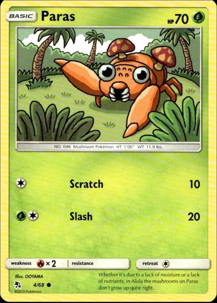 2019 Pokémon Hidden Fates Paras #4 trading card