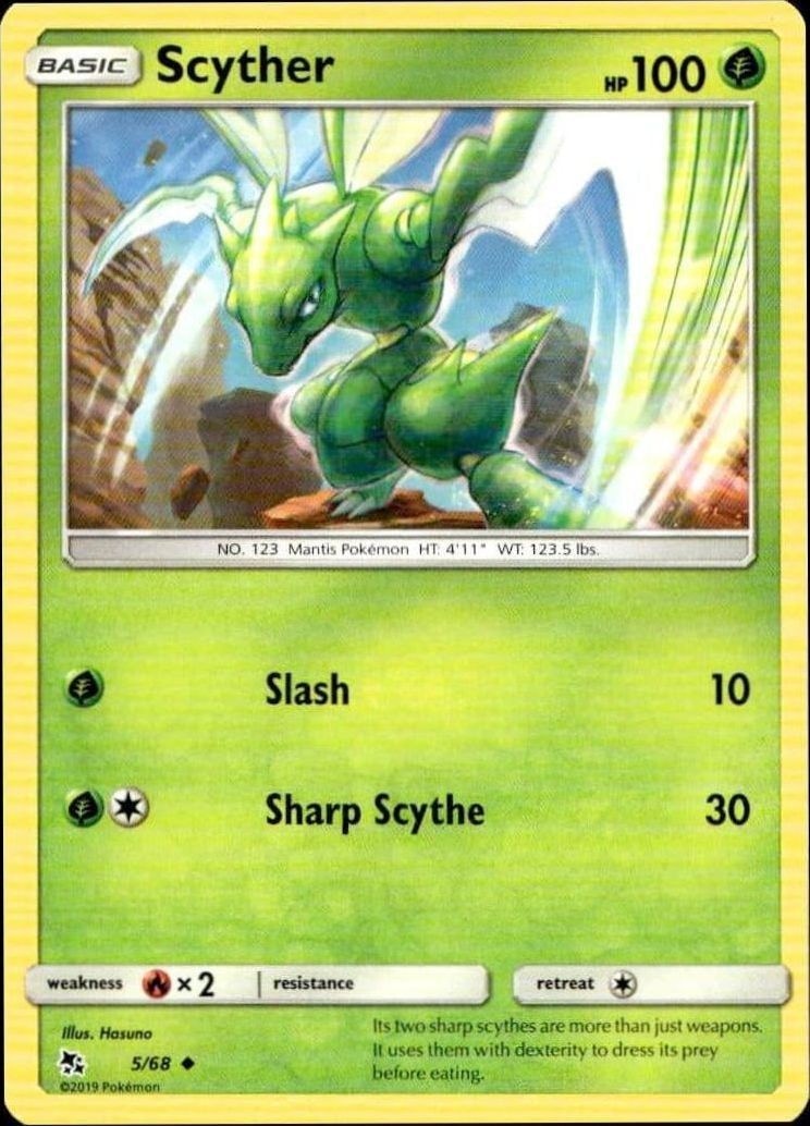2019 Pokémon Hidden Fates Scyther #5 trading card
