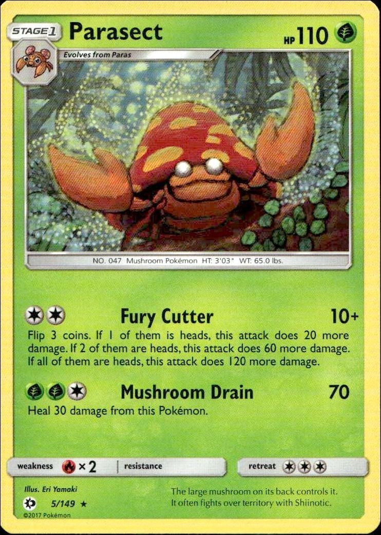2017 Pokémon Sun & Moon Parasect #5 trading card