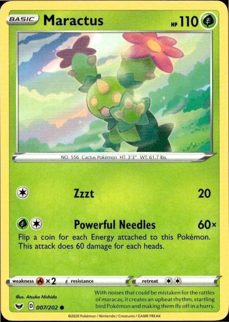 2020 Pokémon Sword & Shield Maractus #7 trading card