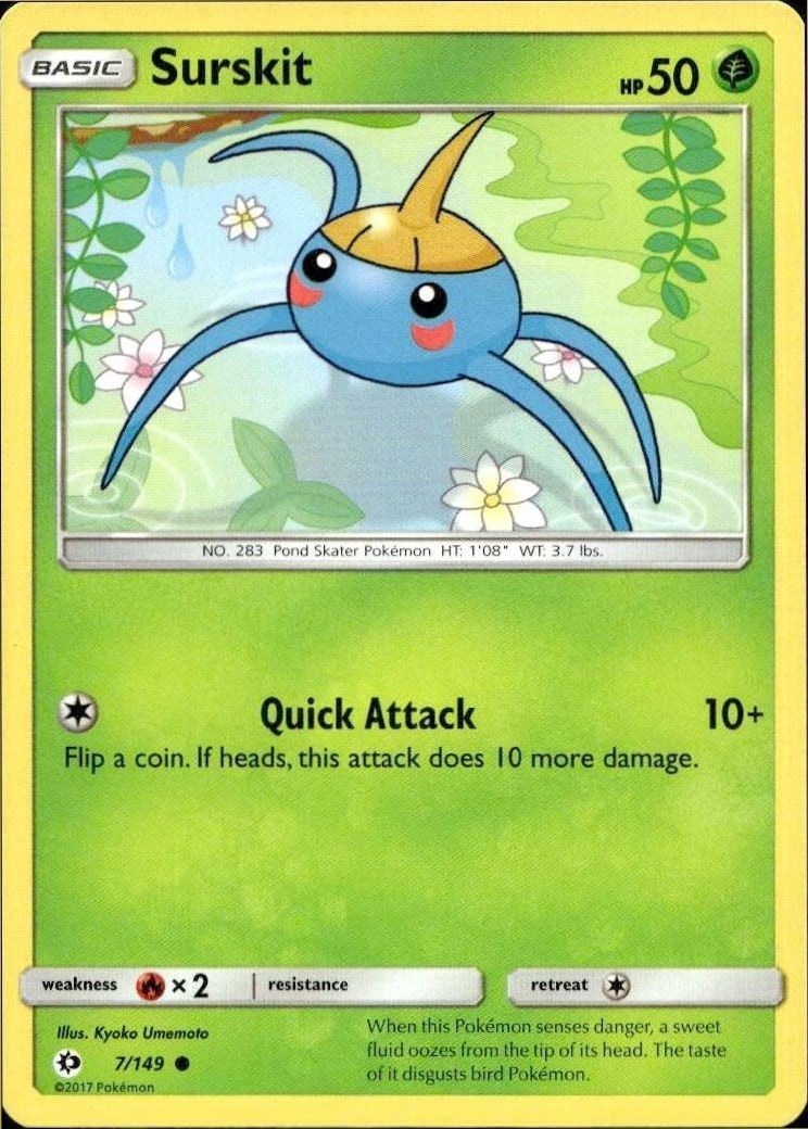 2017 Pokémon Sun & Moon Surskit #7 trading card