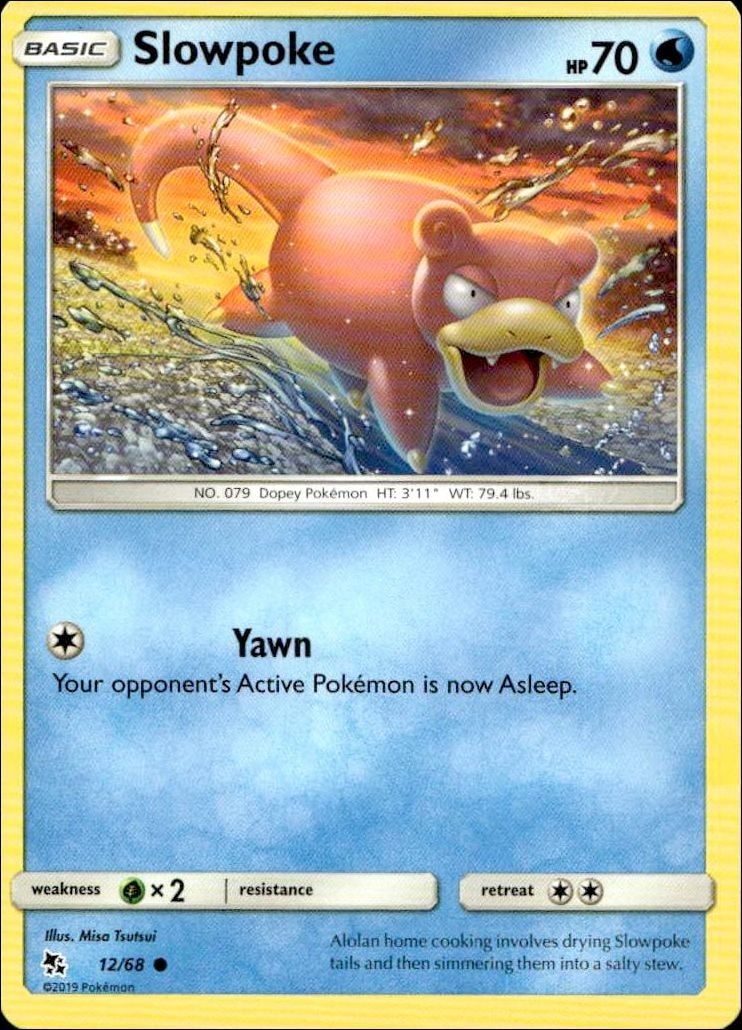 2019 Pokémon Hidden Fates Slowpoke #12 trading card