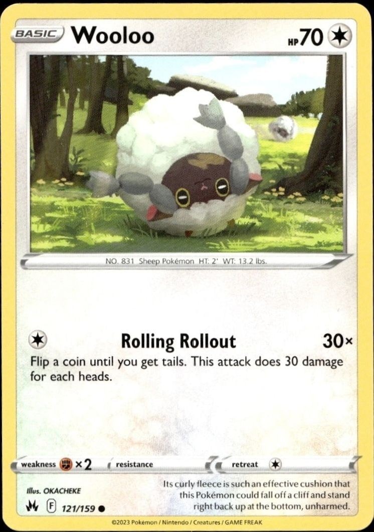 2023 Pokémon Crown Zenith Wooloo #121/159 trading card