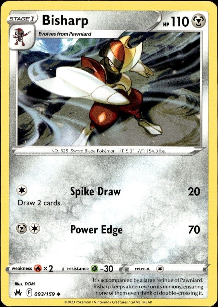 2023 Pokémon Crown Zenith Bisharp #093/159 trading card