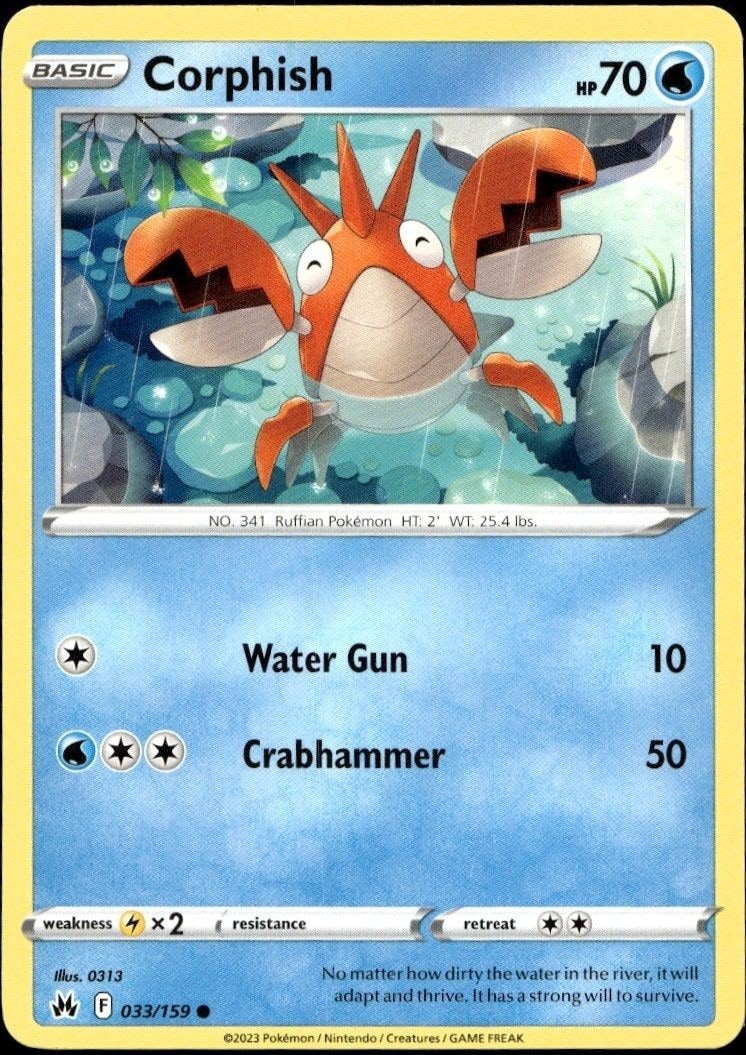 2023 Pokémon Crown Zenith Corphish #033/159 trading card