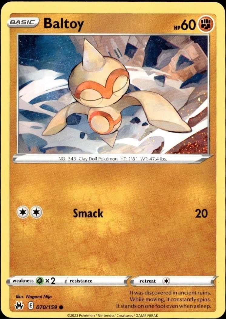 2023 Pokémon Crown Zenith Baltoy #070/159 trading card