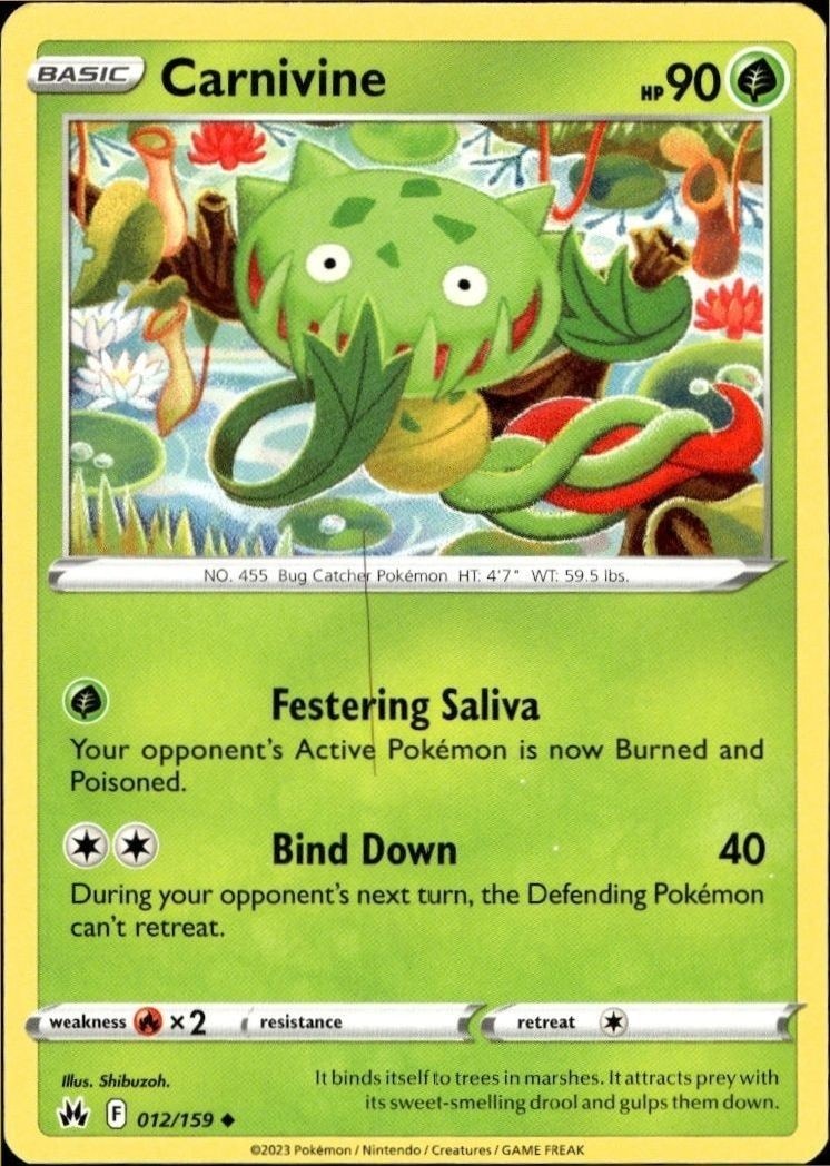 2023 Pokémon Crown Zenith Carnivine #012/159 Pokémon card front