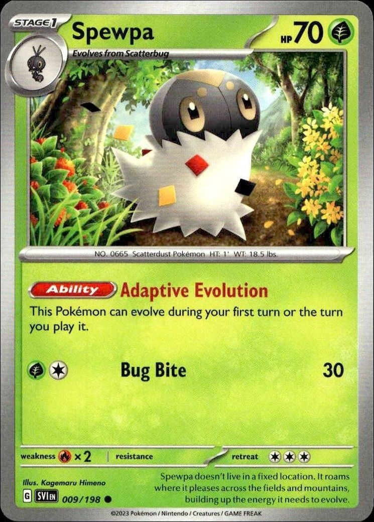 2023 Pokémon Scarlet & Violet Spewpa #009/198 trading card