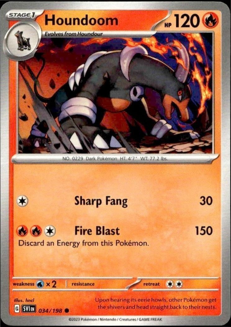 2023 Pokémon Scarlet & Violet Houndoom #034/198 trading card