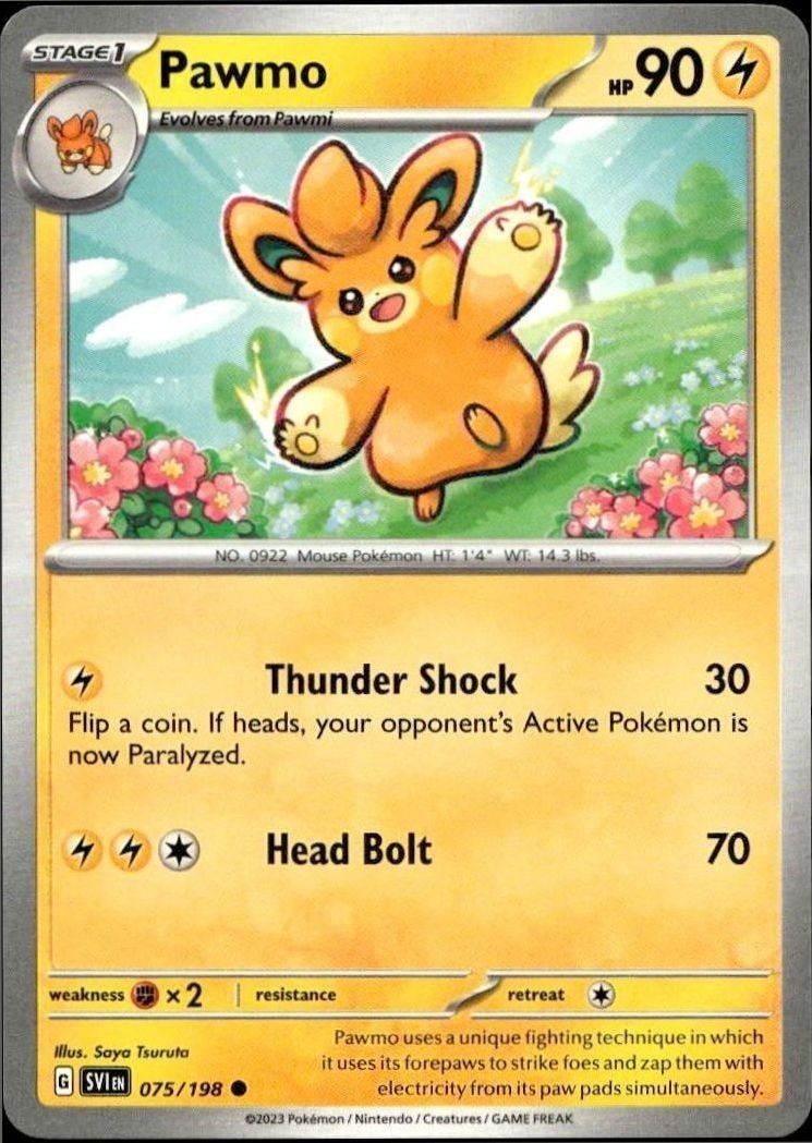 2023 Pokémon Scarlet & Violet Pawmo #075/198 trading card