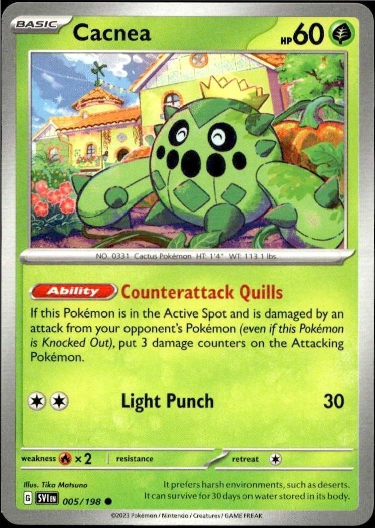 2023 Pokémon Scarlet & Violet Cacnea #005/198 trading card