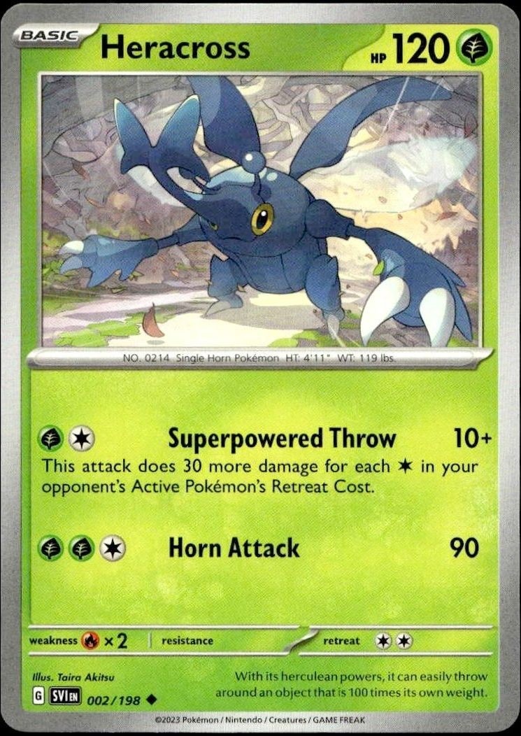 2023 Pokémon Scarlet & Violet Heracross #002/198 trading card