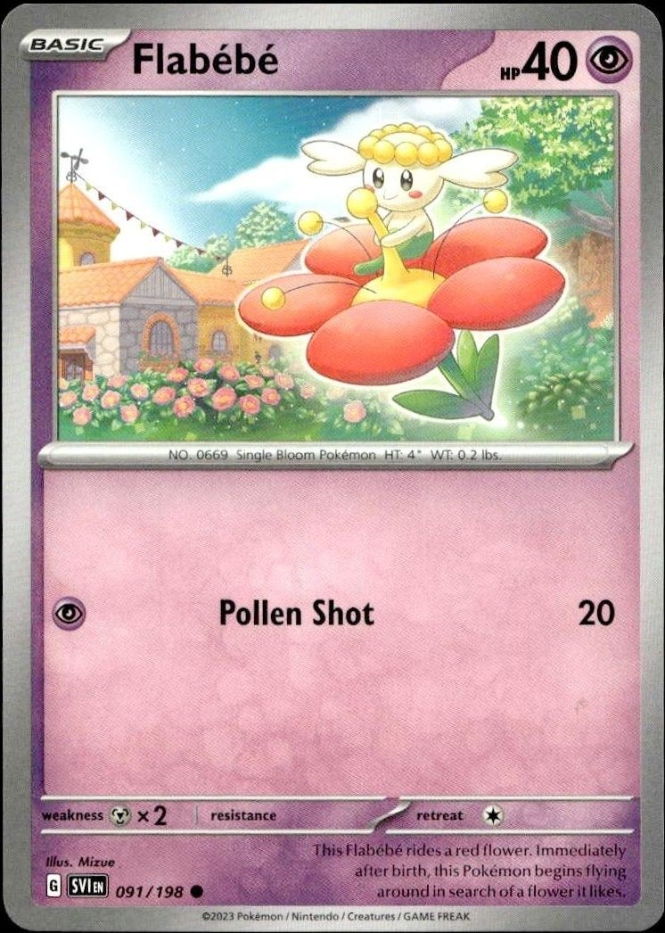 2023 Pokémon Scarlet & Violet Flabébé #091/198 trading card