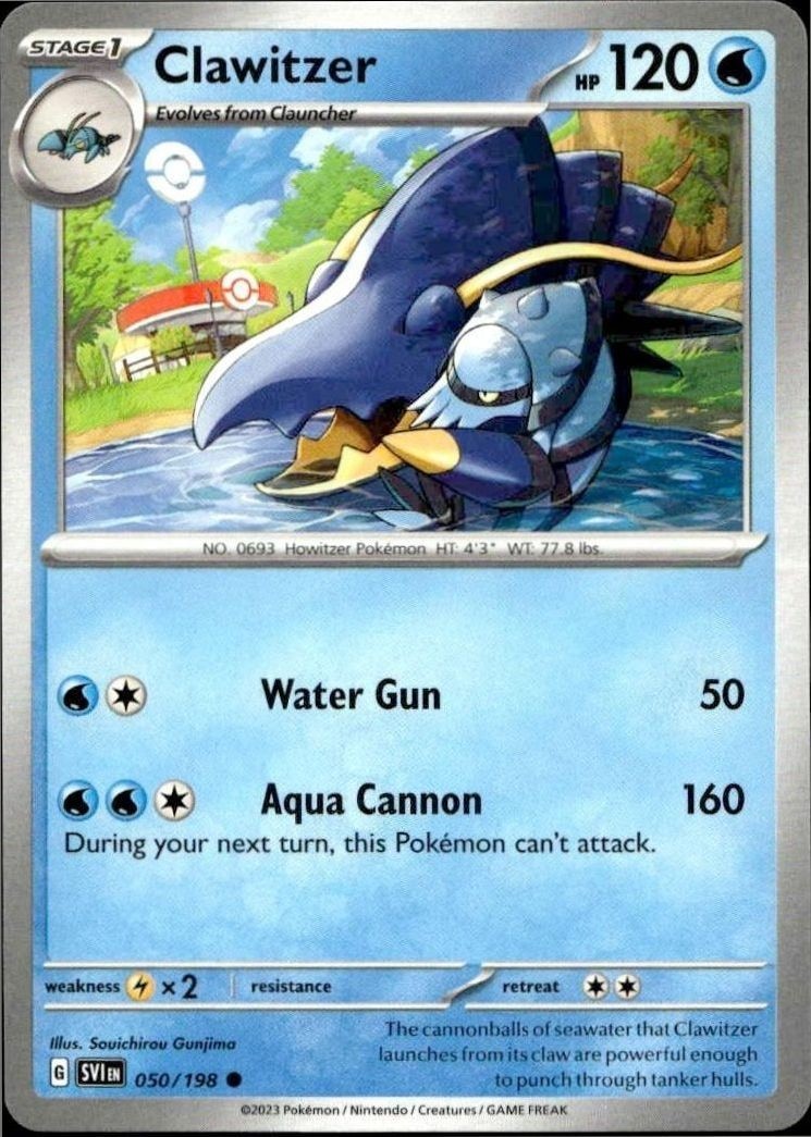 2023 Pokémon Scarlet & Violet Clawitzer #050/198 trading card