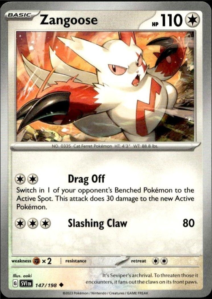 2023 Pokémon Scarlet & Violet Zangoose #147/198 trading card