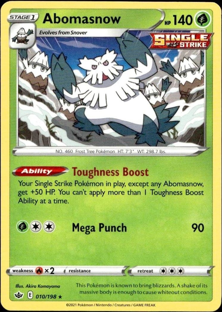 2021 Pokémon Chilling Reign Abomasnow #010/198 Pokémon card front