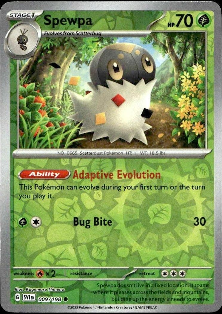 2023 Pokémon Scarlet & Violet Spewpa #009/198 trading card