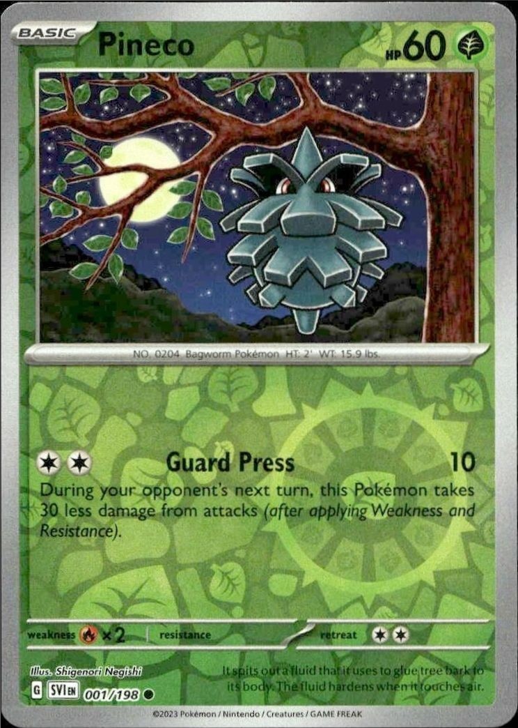2023 Pokémon Scarlet & Violet Pineco #001/198 Pokémon card front