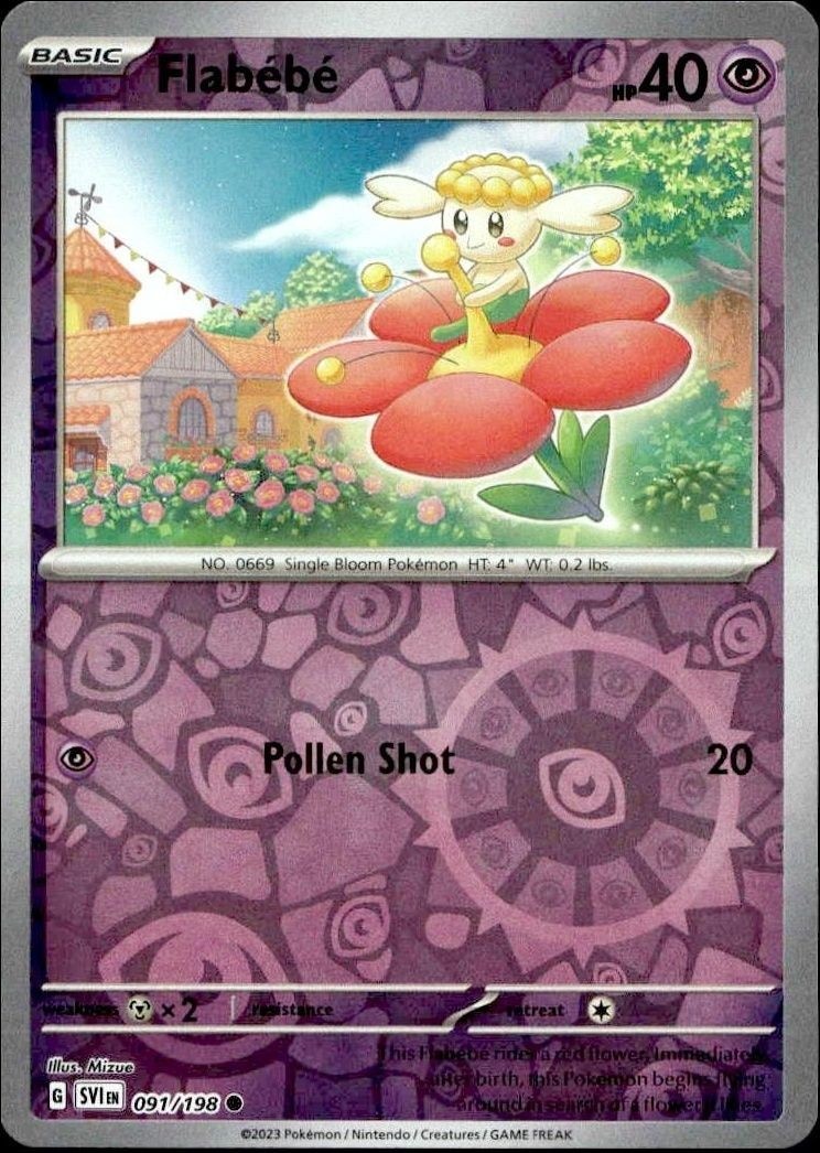 2023 Pokémon Scarlet & Violet Flabébé #091/198 trading card