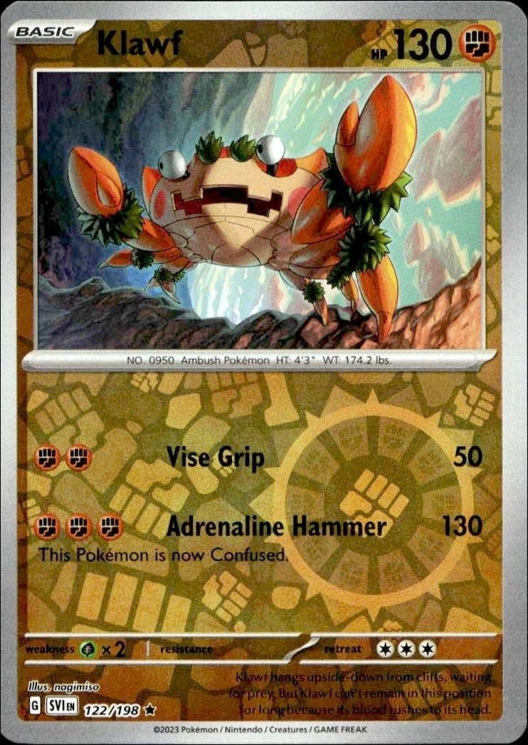 2023 Pokémon Scarlet & Violet Klawf #122/198 trading card