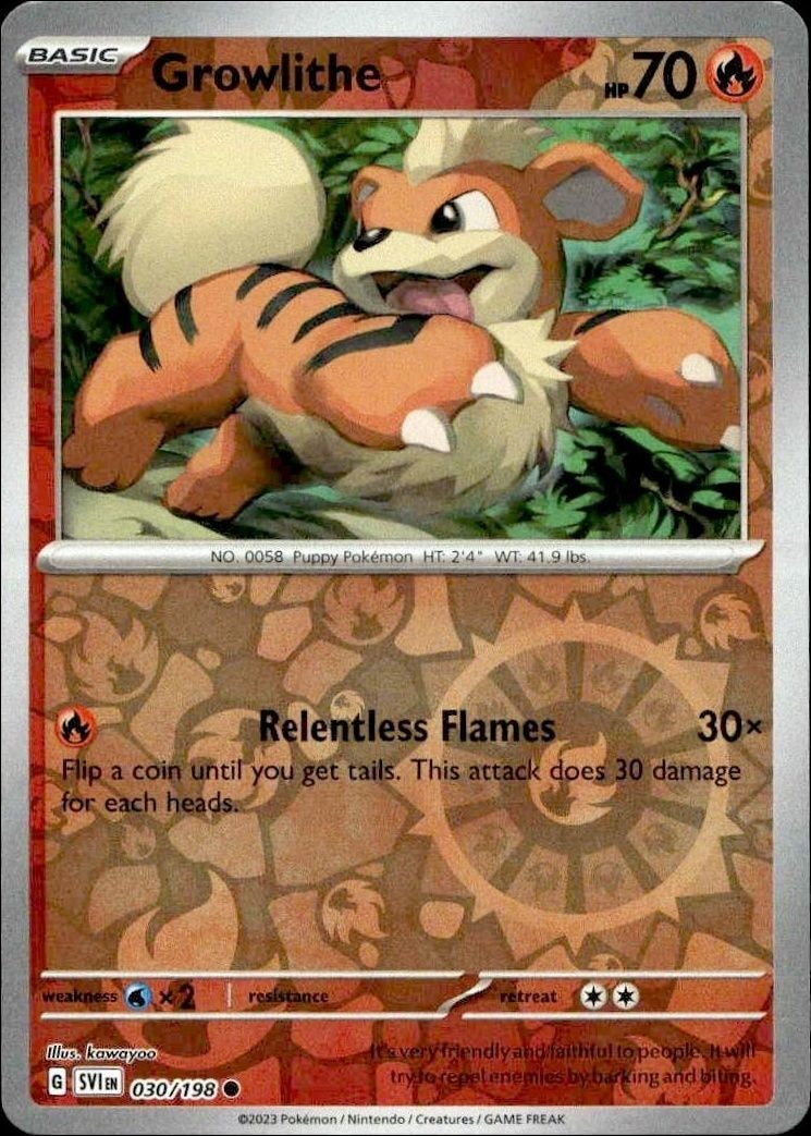2023 Pokémon Scarlet & Violet Growlithe #030/198 trading card