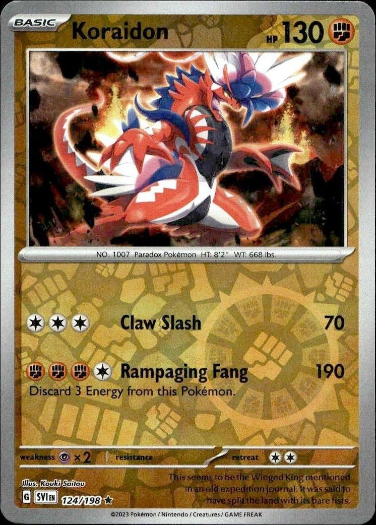 2023 Pokémon Scarlet & Violet Koraidon #124/198 Pokémon card front