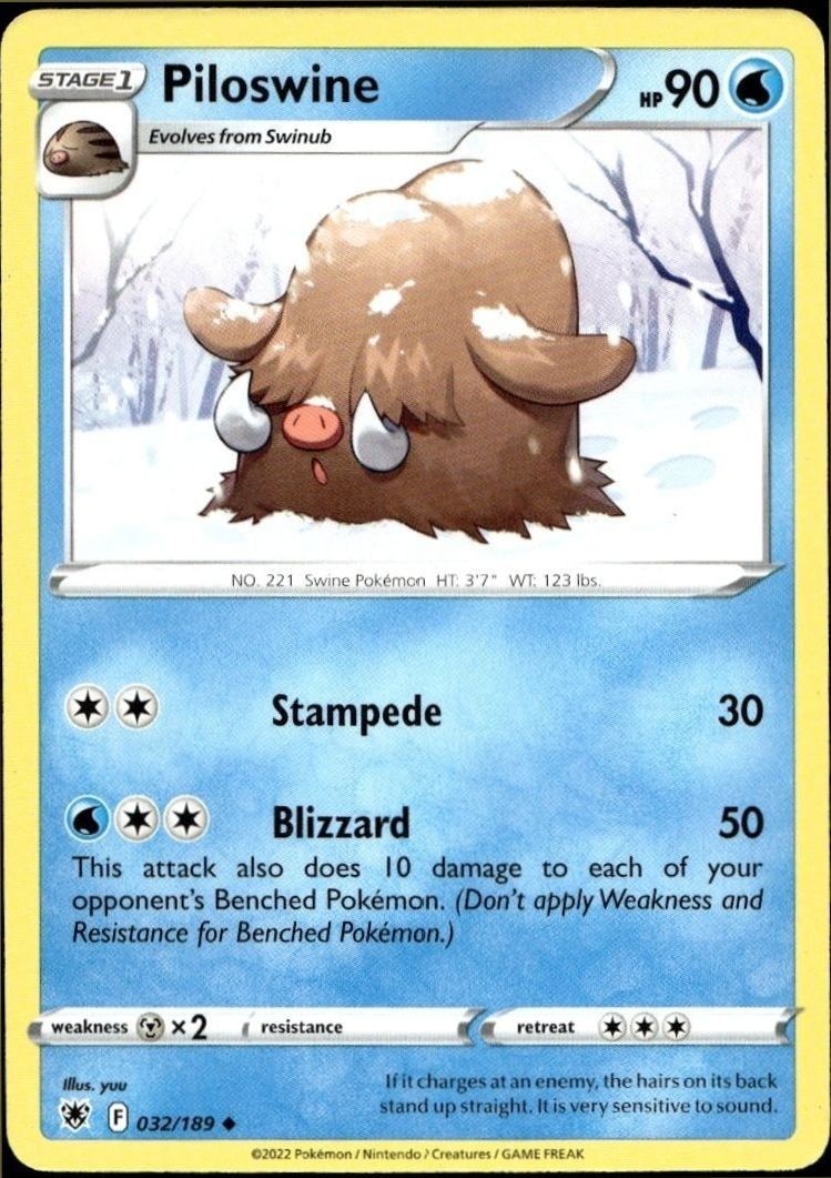 2022 Pokémon Astral Radiance Piloswine #032/189 trading card