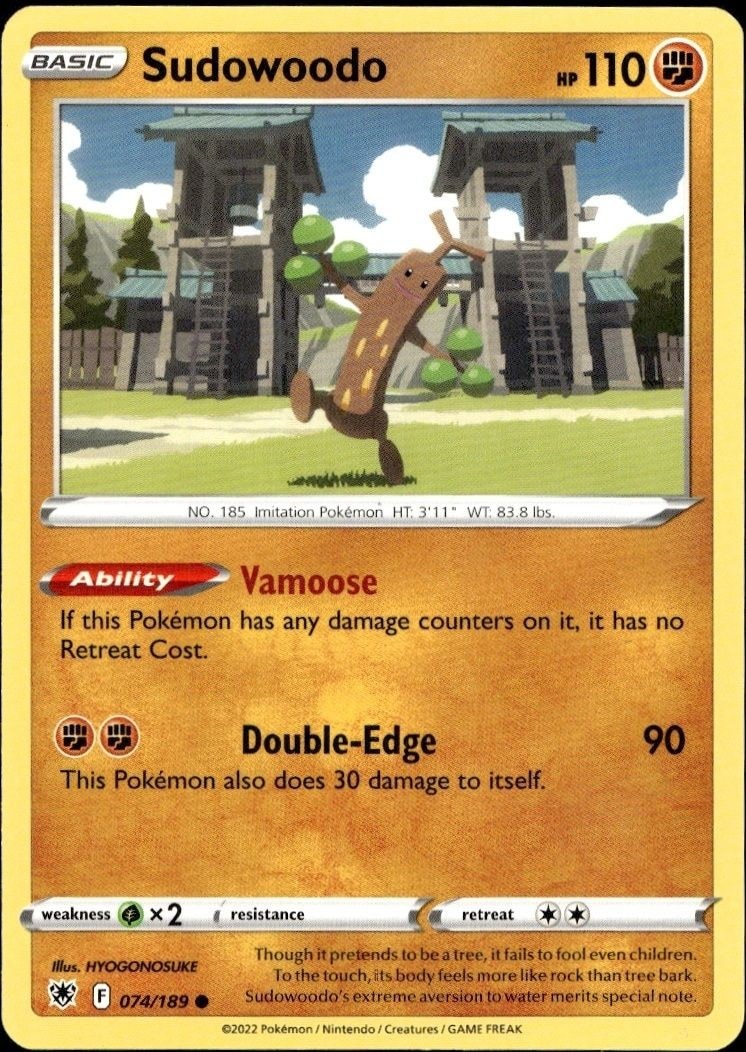 2022 Pokémon Astral Radiance Sudowoodo #074/189 Pokémon card front