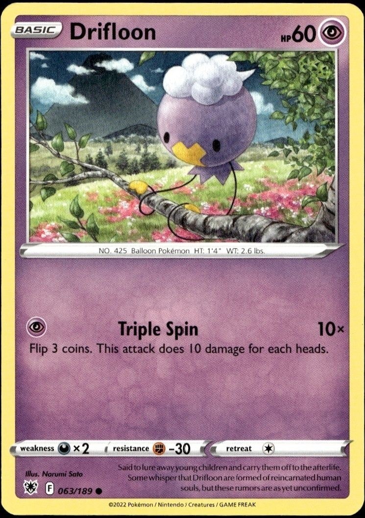 2022 Pokémon Astral Radiance Drifloon #063/189 Pokémon card front