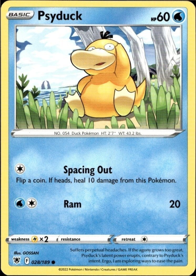 2022 Pokémon Astral Radiance Psyduck #028/189 trading card