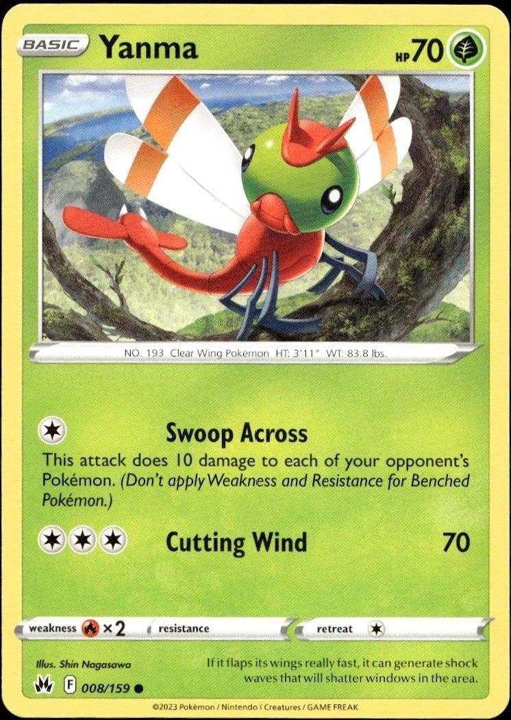 2023 Pokémon Crown Zenith Yanma #008/159 trading card