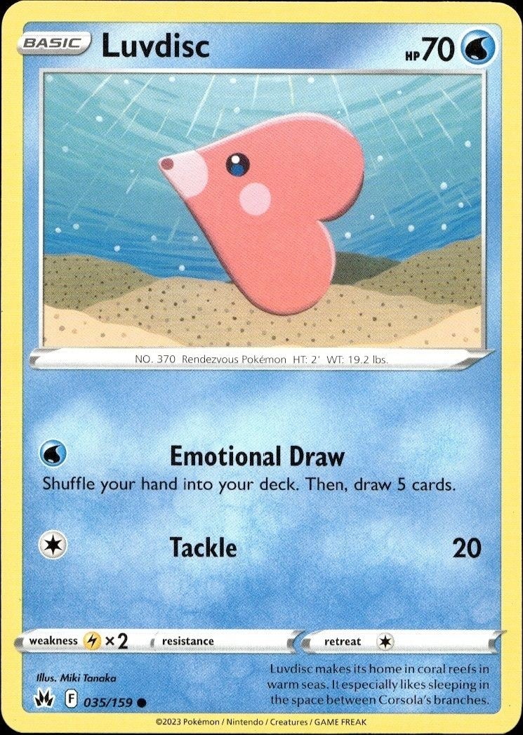 2023 Pokémon Crown Zenith Luvdisc #035/159 trading card
