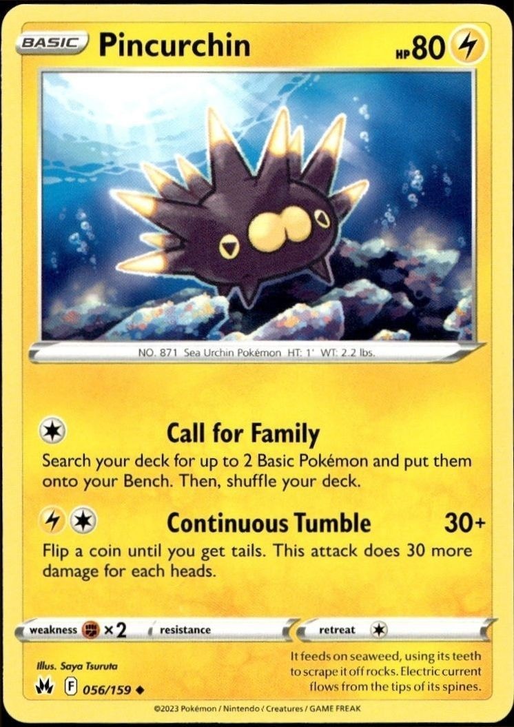 2023 Pokémon Crown Zenith Pincurchin #056/159 trading card