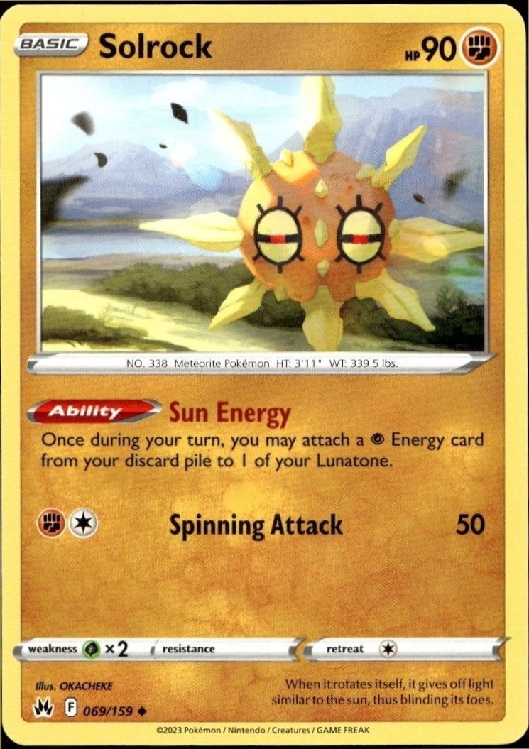 2023 Pokémon Crown Zenith Solrock #069/159 Pokémon card front