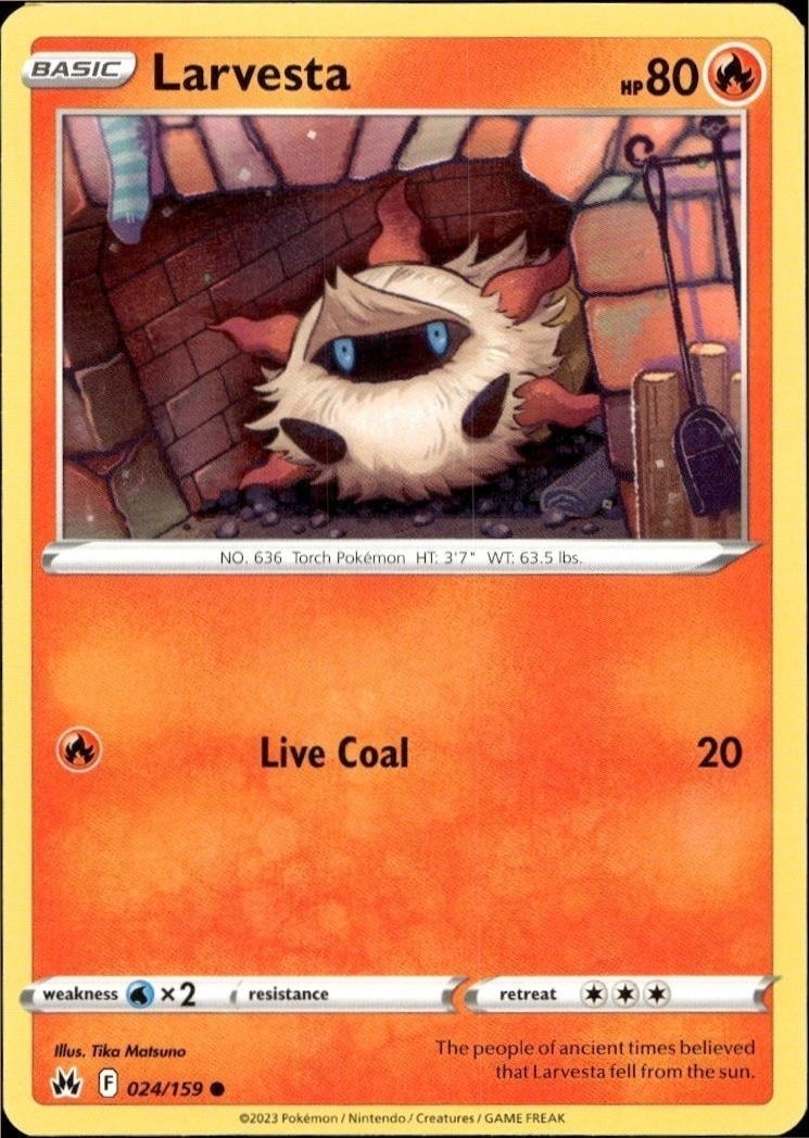 2023 Pokémon Crown Zenith Larvesta #024/159 trading card