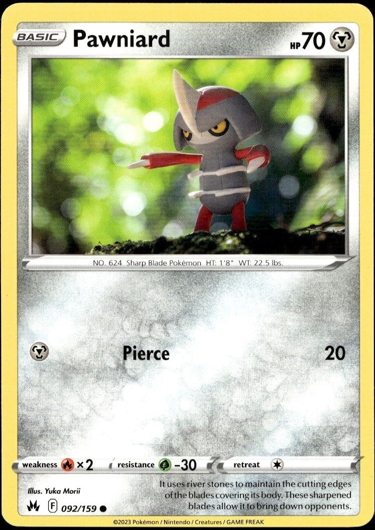 2023 Pokémon Crown Zenith Pawniard #092/159 trading card