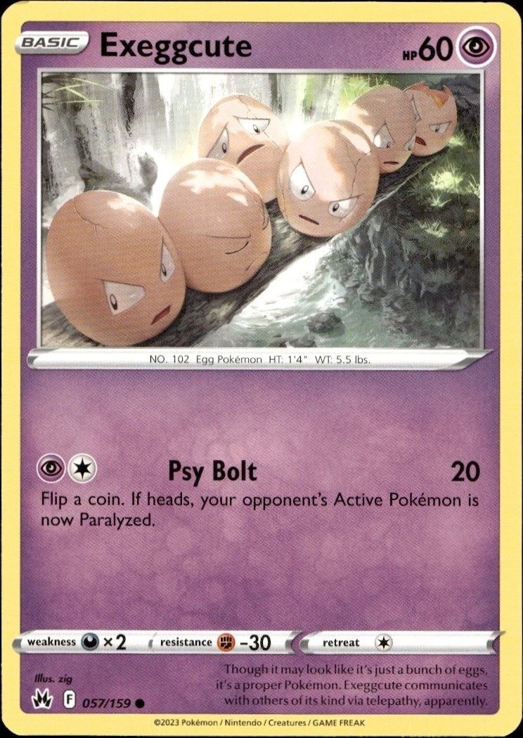 2023 Pokémon Crown Zenith Exeggcute #057/159 trading card